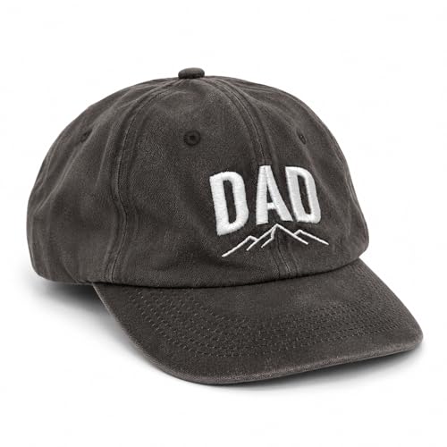 Image of Dad Hat for Men, Washed Cotton Baseball Cap with Brown Leather Patch, Adjustable