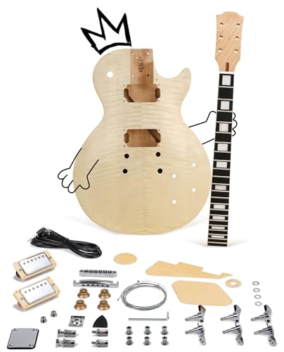 DIY Electric Guitar Kit: LP Style DIY Guitar Kit with Okoume Body, Flamed Maple Veneer, Purpleheart...