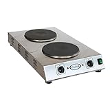 Cadco CDR-3K 15-Inch Electric Portable Hot Plate with (2) Burners &amp; Infinite Controls, Stainless Steel, 220v/1ph