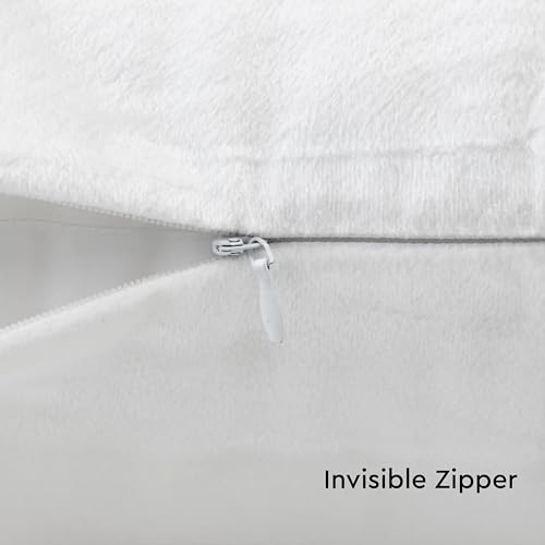 Image of Encasa XO Velvet Throw Pillow Covers 20x20 in (50x50 cm) - White - No Inserts, Pack of 1 Cases | Solid Plain Dyed Soft & Smooth, Square Decorative Cushion Covers for Living & Bedroom