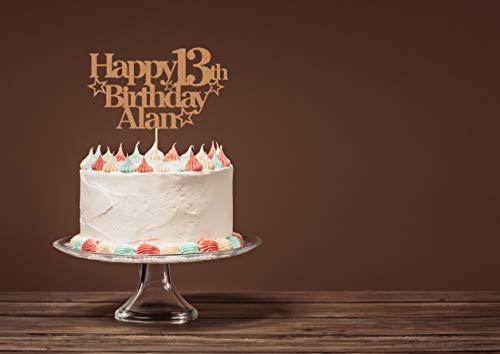 EDSG Personalised Happy Birthday Cake Topper Custom Party Decoration with Any Name Any Age Multicolour Glitter Cake Topper 13th 16th 18th 21st 30th 50th 60th 80th Hand Finished in UK (Baby Blue) - Image 6