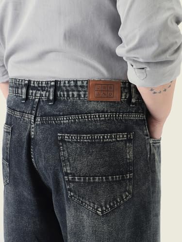 Image of Urbano Plus Men's Loose Baggy Fit Heavy Washed Jeans Non-Stretchable