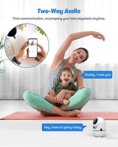 Security Camera For Baby Monitor, 2K Wi-Fi Cameras For Home Security, Pan/Tilt/Zoom Indoor Camera Wireless With Phone App, 2-Way Audio, Motion Detection, Night Vision #TOP4