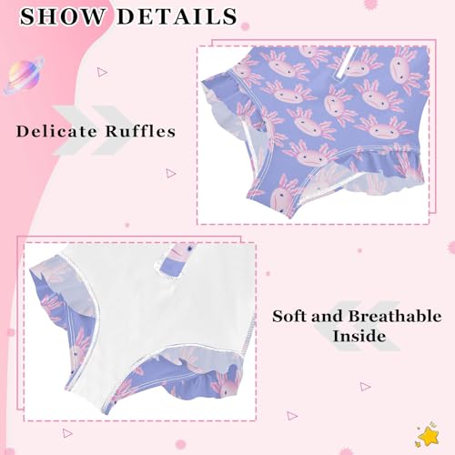 Girls Swimsuits Long Sleeve Bathing Suits Axolotls Animal UPF 50+ Sun Protection Swimwear 3-12 Years4