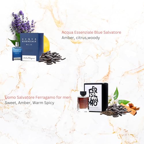 Salvatore Ferragamo Perfume for Men Variety 5 Piece Mini Gift Set Splash 0.17 Ounce