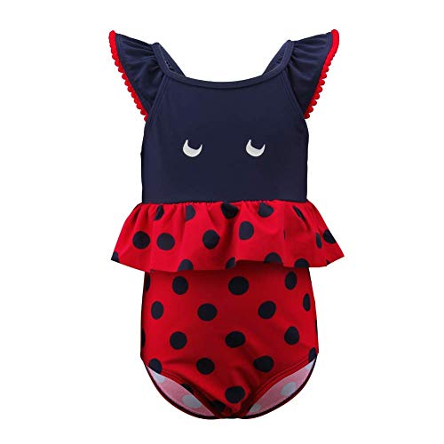 Julysand Toddler Girls One Piece Swimsuit Pink Blue Sleeveless Swimwear Bathing Suit with Cut-Out Back