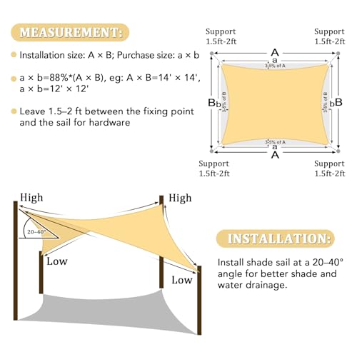 Shade&Beyond 8' x 10' Rectangle Sand Color Sun Shade Sail, UV Block for Outdoor Facility and Activities