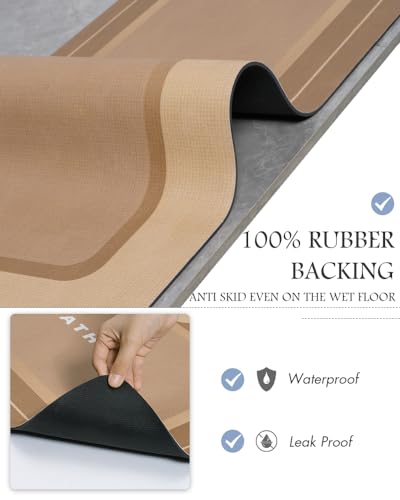 Image of MontVoo-Bath Mat-Bath Rug Non Slip Super Absorbent Stain Resistant Quick Dry Thin Bathroom Rug-Bath Mats for Bathroom Floor Bathtub Vanity-Bathmat Bath Rug Easy Care 17 inchx27 inch Brown