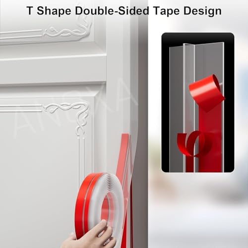Image of ANOXA T-Shaped Clear Silicone Seal Strip, Weather Stripping Door Seal Strip for Door & Windows Gaps, Under Door Draft Stopper Silicone & Self-Adhesive Weatherstrip (3 Meter) (Transparent)