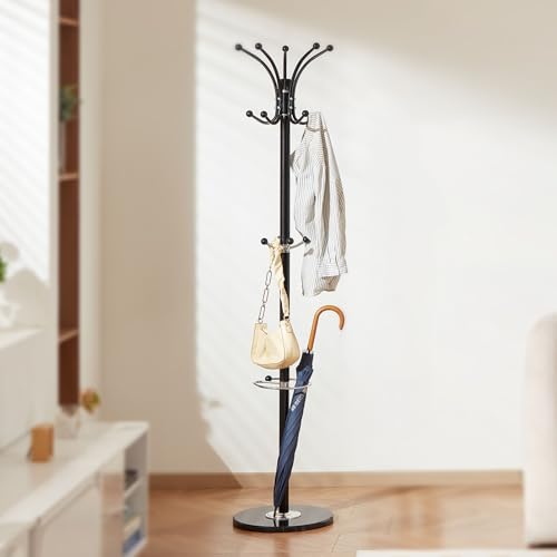 VEVOR Freestanding Coat Rack, Metal Coats Rack Stand with Umbrella Holder, Stable Marble Base & 14 Hooks, Hall Coat Tree for Entryway, Bedroom, Living Room, Stylish Coats Hanger for Hats, Scarves, Bag - Cosy Home Interiors VEVOR Freestanding Coat Rack, Metal Coats Rack Stand with Umbrella Holder, Stable Marble Base & 14 Hooks, Hall Coat Tree for Entryway, Bedroom, Living Room, Stylish Coats Hanger for Hats, Scarves, Bag - Image 8