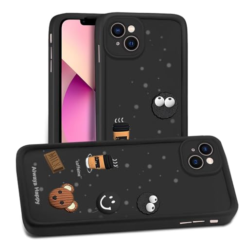 Image of AESTMO Back Case Cover for iPhone 13 /14 Back Cover | Cute Fun Cartoon 3D Ball | Coffee Silicone Case | Full Body Protection | Camera Protection Back Cover for iPhone 13 /14 (Black)