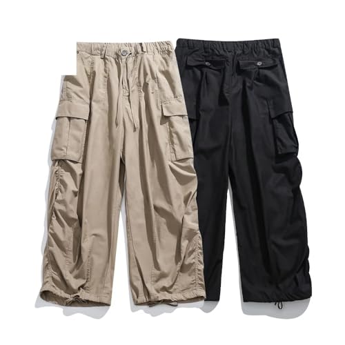 LIXINGHEITANG Men Japan Korean Streetwear Loose Casual Wide Leg Cargo Pants Male Trousers2