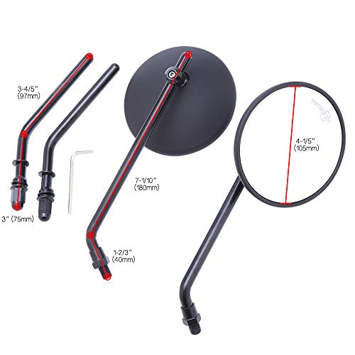 Image of DREAMIZER 3.8 inch Motorcycle Rear View Side Mirror Round 8mm 10mm Universal Compatible with CB350 CB1100 Guide ATV Dirt Bike Cruiser Chopper - Black #1