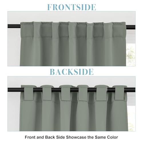 Image of RYB HOME Small Window Curtains, Blackout Privacy Thermal Insulating Drapes for Bedroom Bathroom Basement Cafe Classroom Short Window Decor, W34 x L45, Sage Green, 2 Panels