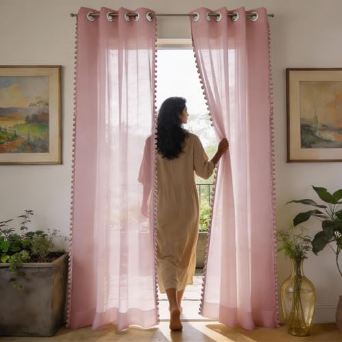 Best Curtain Sets: Festive Blackout vs Sheer 50 Urban Space Sheer Solid Curtains for Window 5 Ft Long, 35-40% Lig...