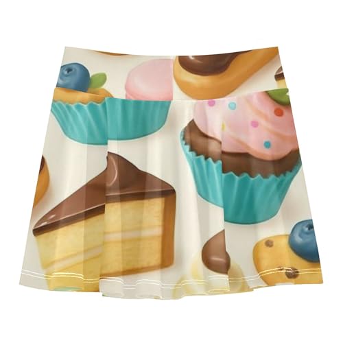 Girls' Shorts Athletic Skorts Tennis Skirts for Kids Cheer Butterfly Skirt Cute Colorful Cartoon Desserts 3t2