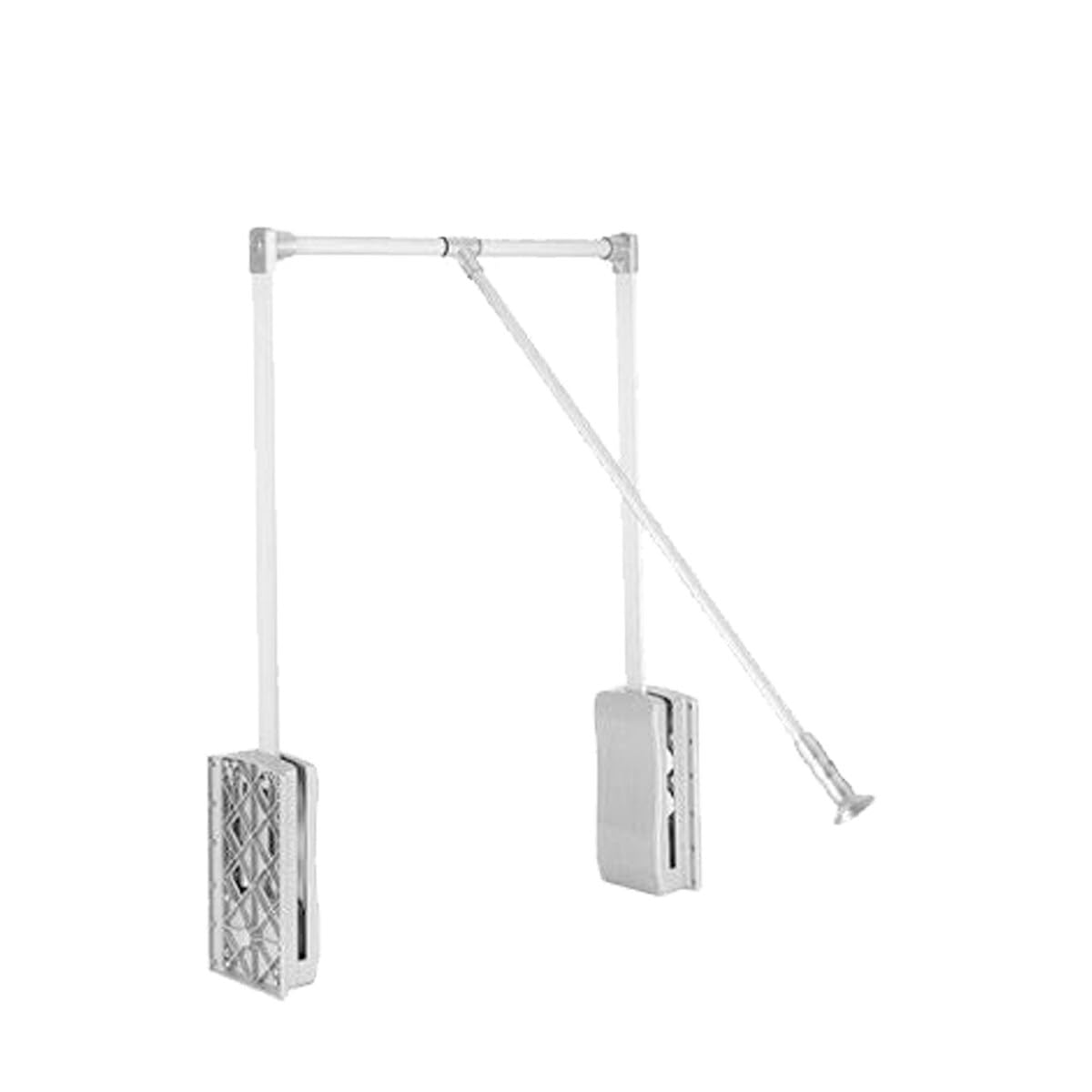Ecutee Silver Wardrobe Rail Lift/Pull Down Clothes Rail, Adjustable Width 839-1210Mm, Max Load 20Kg, Aluminium And Plastic Finish