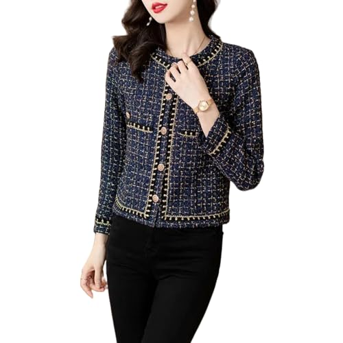 Veste tweed col rond idéale pour le bureau et sorties