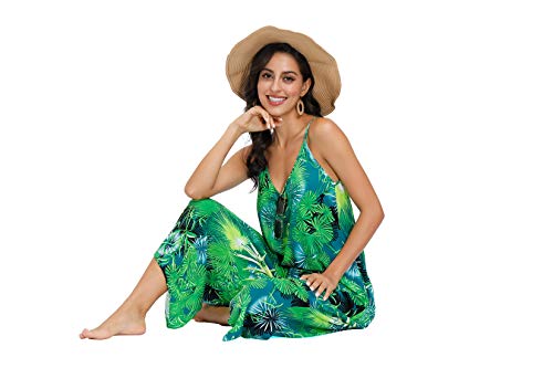 Image of BUENOS NINOS Women's V Neck Floral Maxi Dress Boho Printed Adjustable Spaghetti Strap Ethnic Beach Long Dress with Pockets