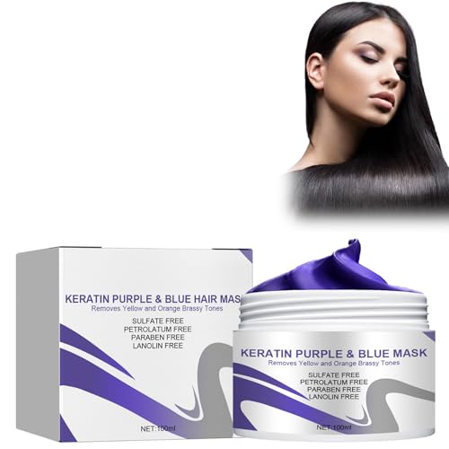 Mascarilla para el Cabello Morado, Colágeno Púrpura Mascarillas para el Cabello Violeta Para Cabello Rubio/Rubio/Gris, Acondicionador Hidratante Púrpura Neutraliza el Amarillo,Iluminar el Cabello