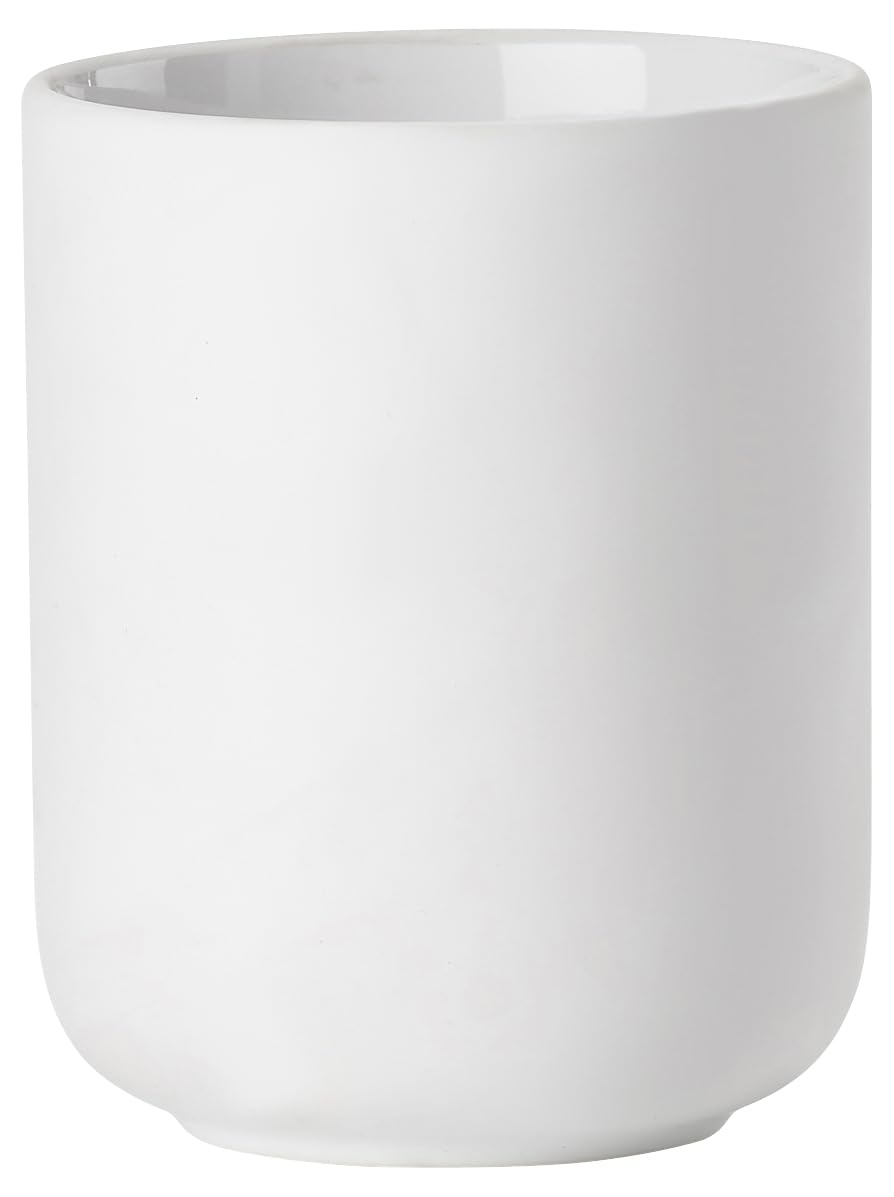 Zone Denmark Ume Stoneware/Ceramic Toothbrush Holder, Beautiful & Practical Bathroom Accessories, Diameter 8.3 cm, Height 10.3 cm, White