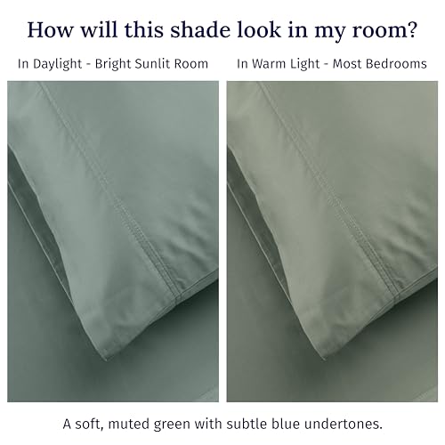 California Design Den Luxury King Size Sheet Set - 100% Cotton, 600 Thread Count Deep Pocket King Sheets, Hotel-Quality Bedding with Sateen Weave (Sage Green - Cool Tone)