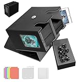 【最新の改良モデル】Amonel デッキケース トレカケース トレーディングカードケース PU レザー トレカ収納 450+ 大容量 2つの仕切りを持つ 12個の仕切りラベル付き 遊戯王 MTG 各種 カードゲーム に使用可能 (黒（内装灰）, ポータブル)