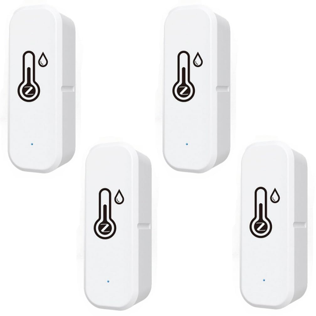 ZigBee Indoor Temperature and Humidity Sensor,Compatible with Alexa and Google Home,for Baby Rooms,Greenhouses Accessories,Garages,Office 4Pack(No Include Battery)