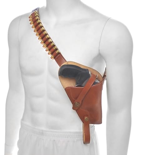 World War Supply Brown Leather Shoulder Holster with Shell Loops fits Taurus Judge 2.5' Cylinder and Public Defender 2.5' Cylinder