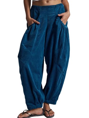 CHARTOU Womens Corduroy Baggy High Rise Y2k Pants Barrel Cargo Wide Leg Boyfriend Sweatpants Horseshoe Pants