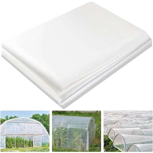 KAHEIGN 2 x 6m Polyethylenfolie Transparent Gewächshausfolie, Extra Dick Reißfest Gartenfolie aus Polyethylen, Klarsicht Folientunnel für Gartenarbeit Tomatenhaus Treibhaus Folie (250Mu / 1000G)