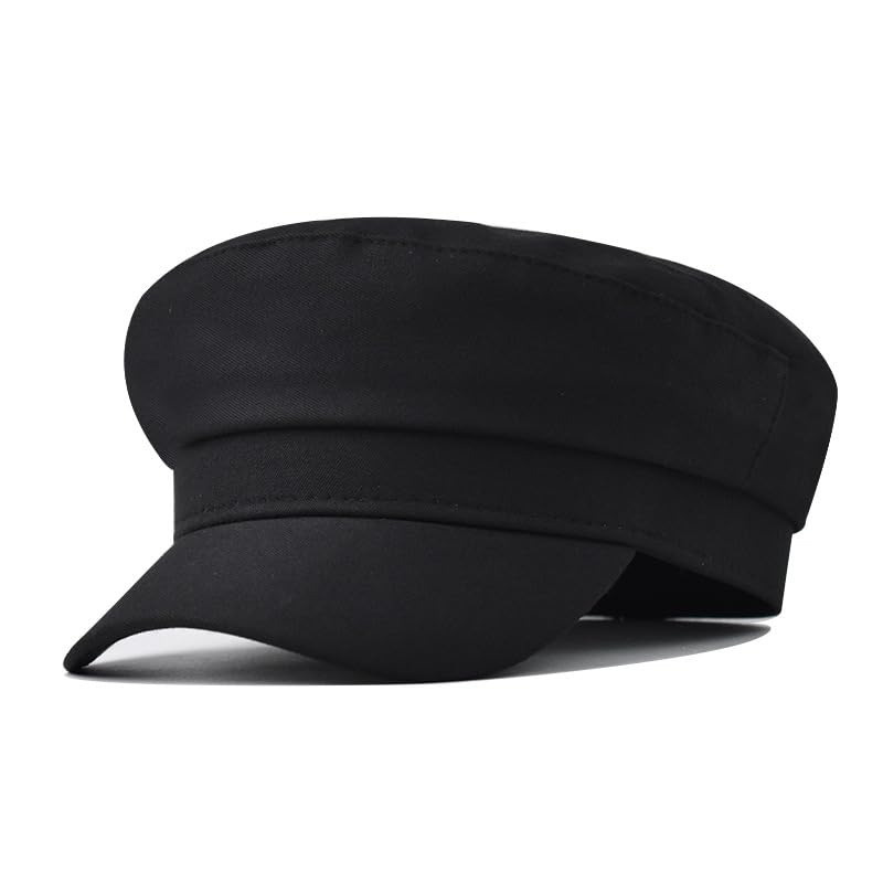 Chauffeur Hat Newsboy Cap Peaked Beret Cap Classic Vintage Driver Costumes Hats Captain Sailor-Hat for Men Women (US Alpha One Size Black)