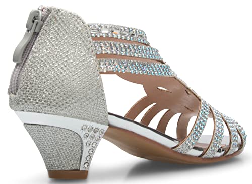 Image of Olivia K Girl's Cute Adorable Strappy Glitter Open Toe Heel Sandals - Adjustable buckle