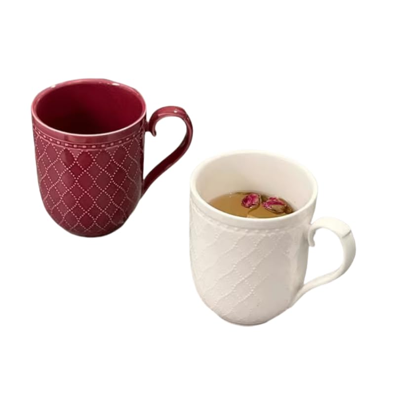 Großes Kaffeebecher-Set mit 2 Stück, 450 ml, Keramik-Teetassen-Set für Büro und Zuhause, spülmaschinenfest, mikrowellengeeignet