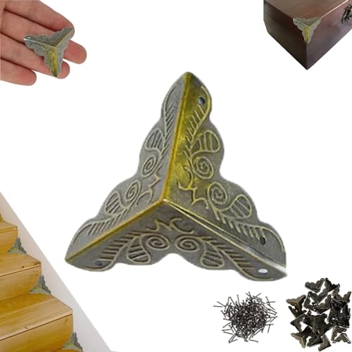 enseak 100pcs Staubecken Treppe Antik,treppenstaubecken,Treppenecken-Staubschutz,staubecken Treppe,Treppenstaubecken Für Holzstufen,Vintage-Treppenecken-Staubschutz Mit Schrauben(100 Stück)