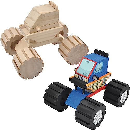 Krause & Sohn Monstertruck aus Holz zum selber bauen & anmalen für Kinder Spielzeug Bastel- und Kreativ-Set
