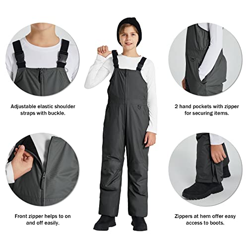 Baleaf Kid's Snow Bibs Insulated Waterproof Overalls For Boys/Girls Youth Winter Ice Fishing Snowsuit Ski Pants Grey Size S #TOP3