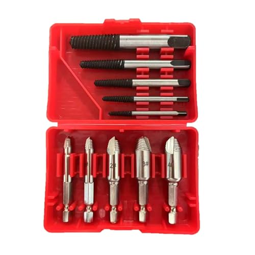 Juego de 10 extractores de alambre de rotura de dientes finos, cabeza de rotura de tornillos, herramienta de extracción de grifo, extractor de tuberías, juego de accesorios