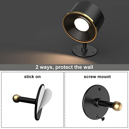 Speclux Led Wall Mounted Reading Lights, Wall Sconce 4 Color Modes & 3 Brightness, 2 Pack Wall Lights Rechargeable Battery Operated 360°Rotate Cordless Multifunctional Magnetic Wall Lamp With Remote #TOP6