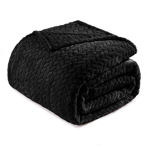 Image of Exclusivo Mezcla Soft Fleece Bed Blanket King Size, 90 inchx104 inch, Black