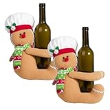 Yaoliucp 2 Piezas de la Botella de Vino de Navidad Cover Unique Funny Xmas Plush Osnamentos de Pan de Jengibre Relleno para el árbol de Navidad Botella de Vino Cortina Manga