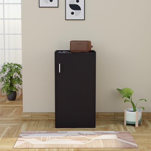 Image of FURNIFLIX Footsy Engineered Wood Vertical Shoe Rack - Royal Black Finish