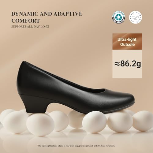 DREAM PAIRS Women's Chunky Low Heels Work Pumps,Black,7.5 - 4