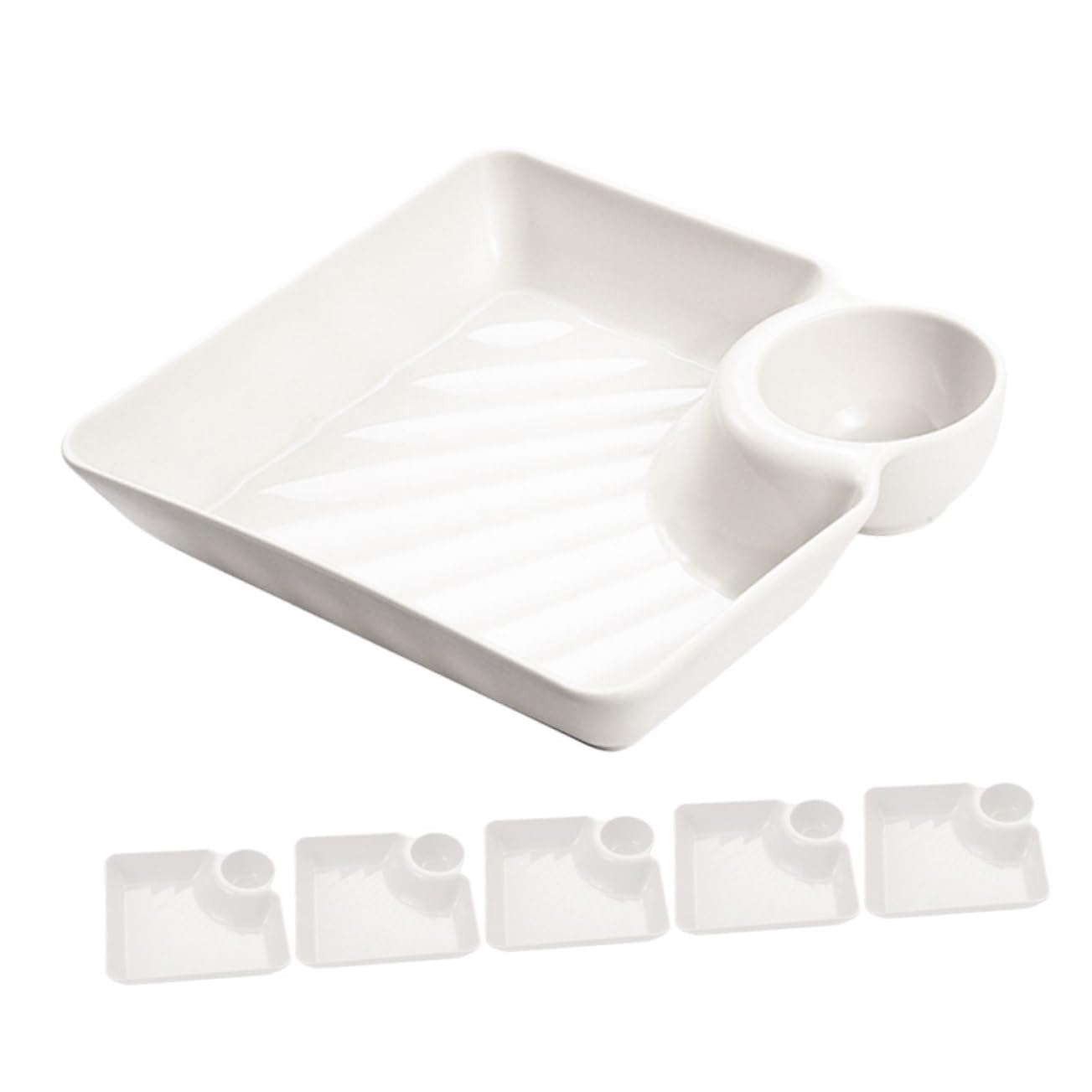 ULTECHNOVO 6 Stücke Rechteckiger Snackteller Mit Unterteilungen Dip-serviertablett Geteilte Snackschale Für Vorspeisenteller Salat-dessert-teller Trockenfrüchte-snack-teller Chips Und Dip-