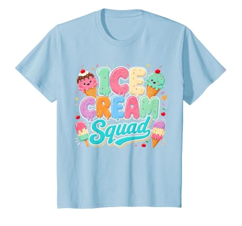 Ice Cream Squad Cute National Ice Cream Day Summer T-Shirt, Youth, Baby Blue, 4T