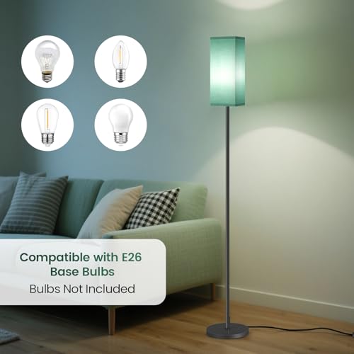 Image of 64.6 inch Floor Lamp, Pole Lamp with Foot Switch, Modern Standing Lamp, Minimalist Freestanding Lamp (Bulb Not Included), for Living Room, Bedroom Office ETL Listed, Black and Teal J07LD05
