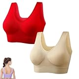 QKCQQTS Cómodo Sujetador Anti-Pechos caídos, Sujetador Push-up para Mujer, Sujetador cómodo Ultrafino, Sujetadores inalámbricos con Soporte y elevación (XL,Red+Skin)