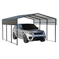 NUGRIART Metal Carport 10 x 15 FT with Heavy Duty Metal Frame & Galvanized Steel Roof, Metal Car Garage, Sturdy Canopy Shelter for Car, Truck, Pickup, SUV, Tractor, and Boat