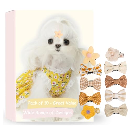 BIANHUAN 10PCS Dog's Hair Bows Clips,Small Handmade Hair Accessories Bow Pet Puppy for Doggies Cat Kitten Rabbit Grooming Accessories (Set-C)