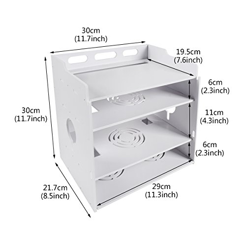 Saim Wireless Wifi Router Storage Box Power Strip Surge Protector Hider Cord Management Container For Home And Office, Simple, Easy To Install, Large-4 Layer #TOP1